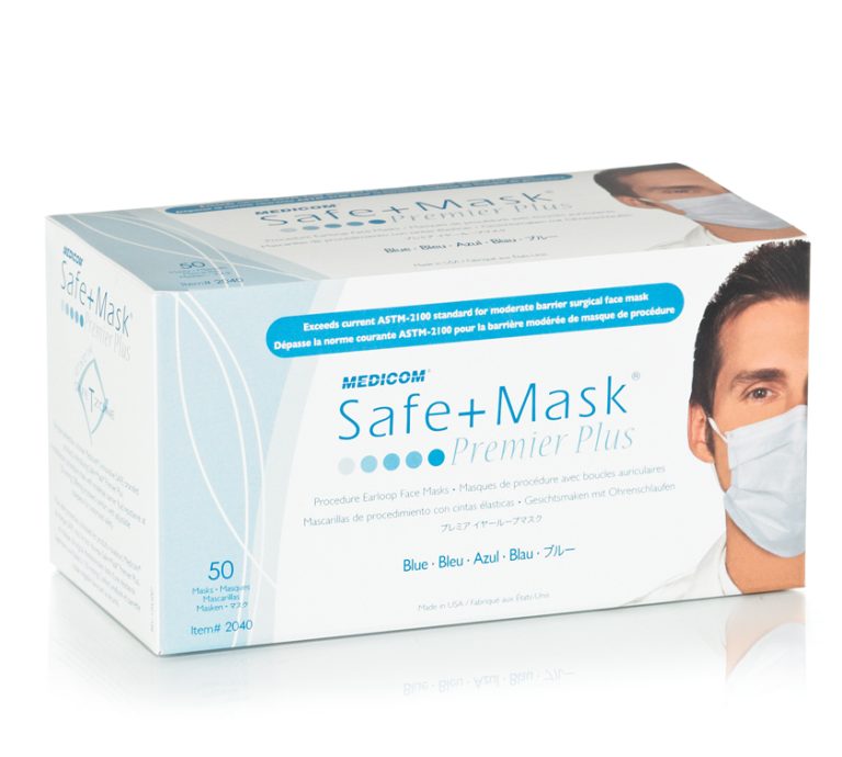 MEDICOM Premier Plus Masks 98% BFE Level 2 Blue 50/box