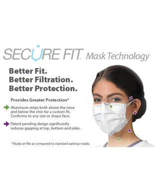 CROSSTEX Ultra Sensitive FogFree Earloop Masks w/Secure Fit 98% BFE Level 3 White 40/box